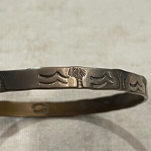 Vintage Taxco wave and Palm tree stamped sterling silver Bangle Bracelet. GUC!